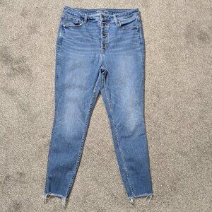 OLD NAVY Rockstar Super Skinny 360 Stretch High Rise Denim Blue Jeans; Size 14